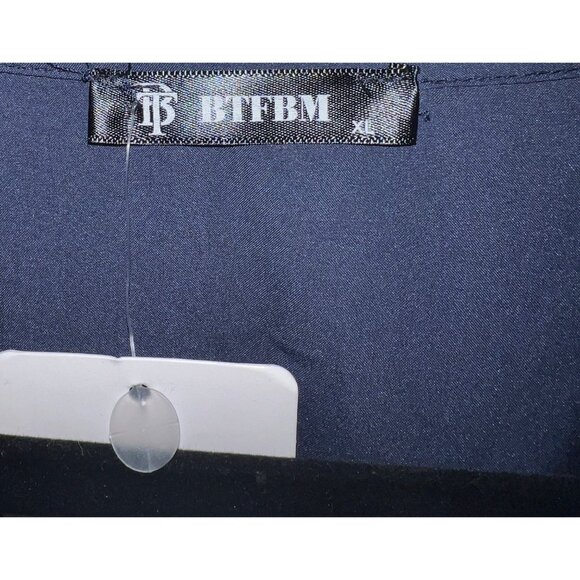 New BTFBM Navy Blue Swiss Dot Dress With Bow Tie Front XL - Picture 3 of 3